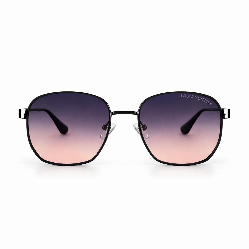 Image of Luxury Inspired Black Square Sunglasses for Men – Gradient Lens Metal Frame
