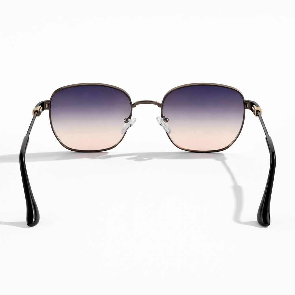 Image of Luxury Inspired Black Square Sunglasses for Men – Gradient Lens Metal Frame