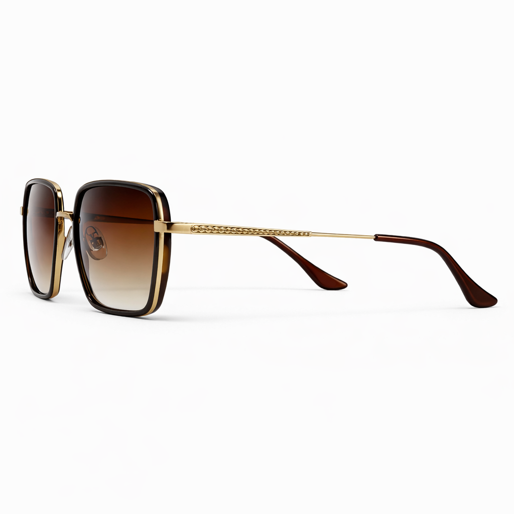 Image of Luxury Inspired Square Sunglasses for Men – Gold Frame with Brown Gradient Lenses