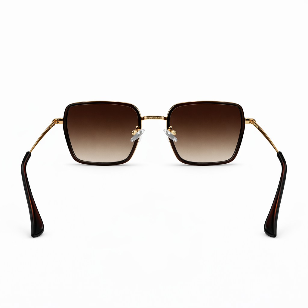 Image of Luxury Inspired Square Sunglasses for Men – Gold Frame with Brown Gradient Lenses