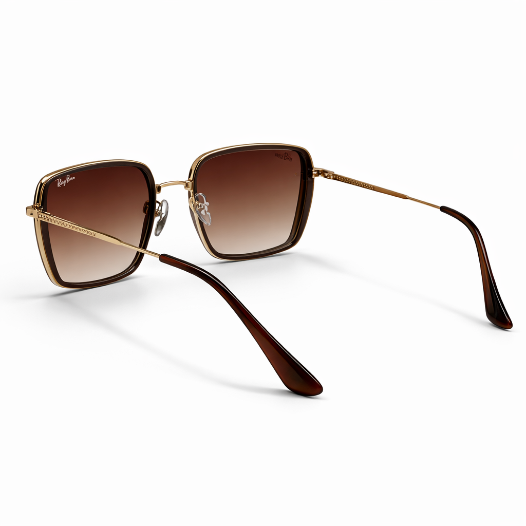 Image of Luxury Inspired Square Sunglasses for Men – Gold Frame with Brown Gradient Lenses