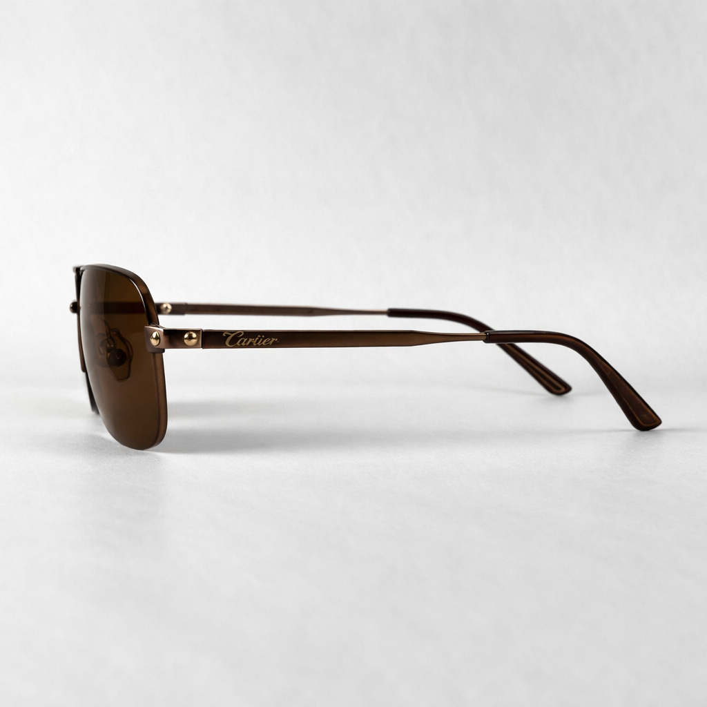 Image of Luxury Inspired Aviator Sunglasses for Men – Brown Metal Frame with Brown Gradient Lenses