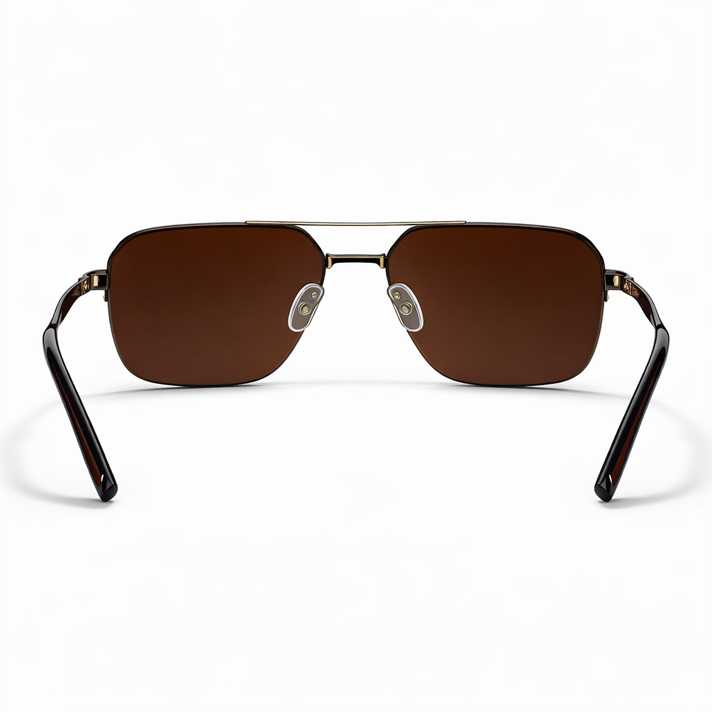 Image of Luxury Inspired Aviator Sunglasses for Men – Brown Metal Frame with Brown Gradient Lenses