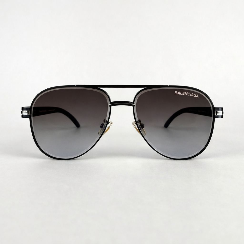 Image of Luxury Inspired Aviator Sunglasses for Men – Black Frame with Grey Gradient Lenses