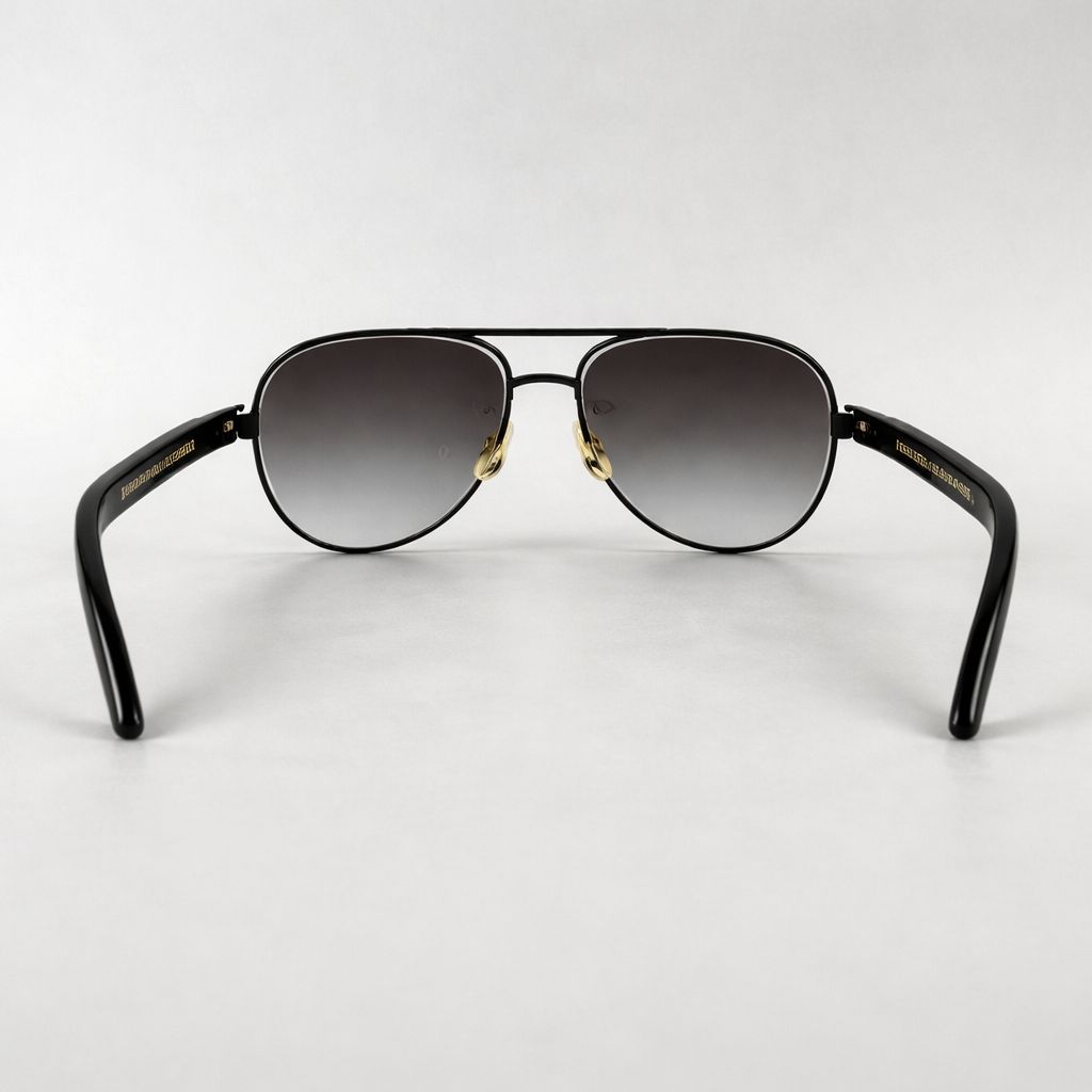 Image of Luxury Inspired Aviator Sunglasses for Men – Black Frame with Grey Gradient Lenses