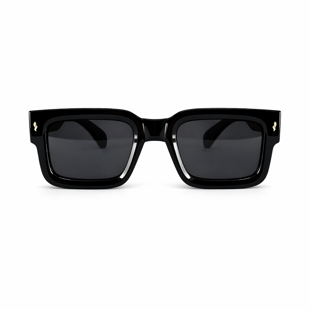 Image of Luxury Inspired Square Sunglasses for Men – Black Frame with Gold Side Accents