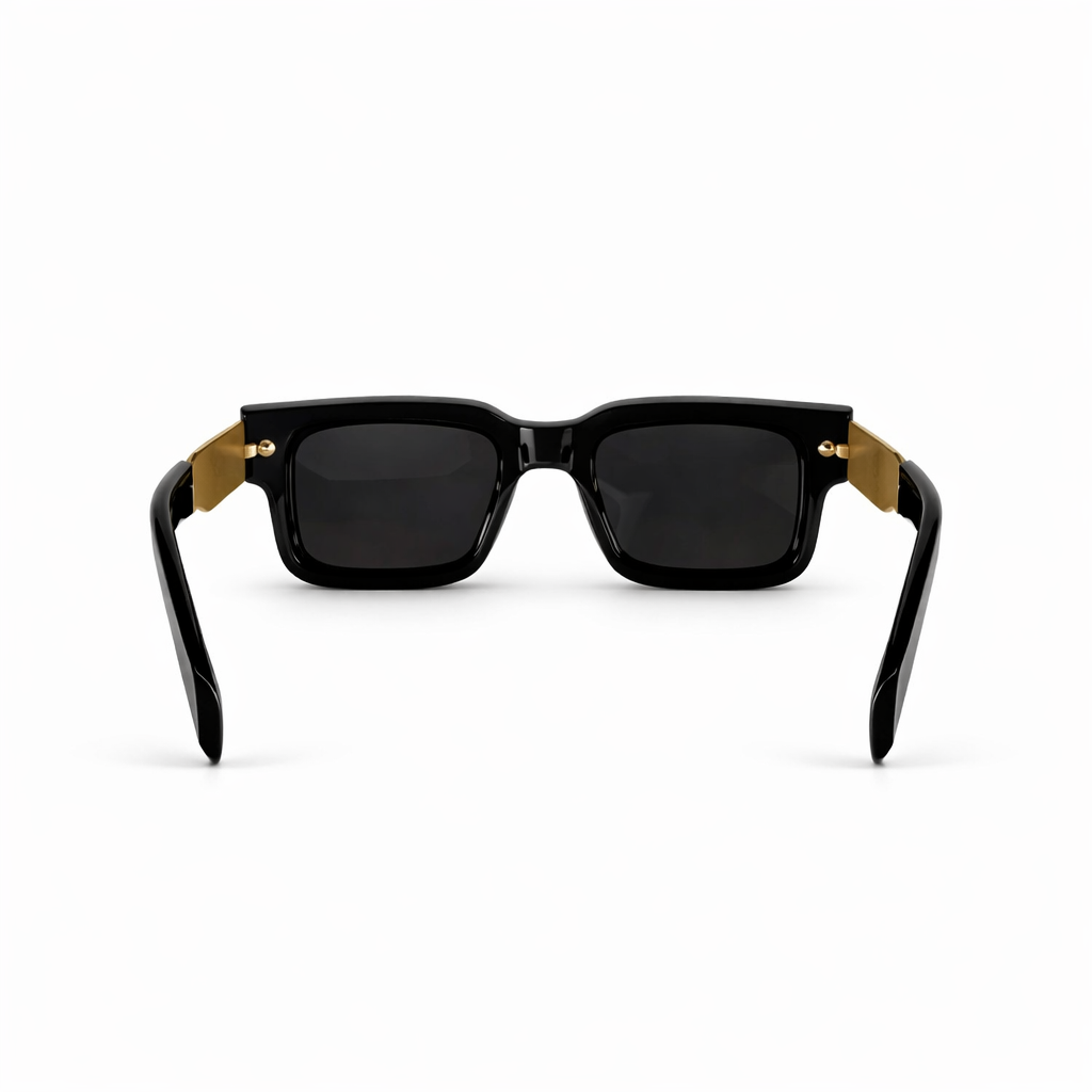 Image of Luxury Inspired Square Sunglasses for Men – Black Frame with Gold Side Accents