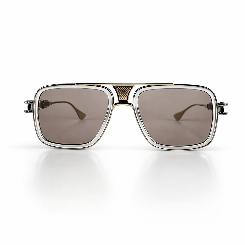 Image of Luxury Inspired Oversized Square Sunglasses for Men – Silver Frame with Smoke Lenses