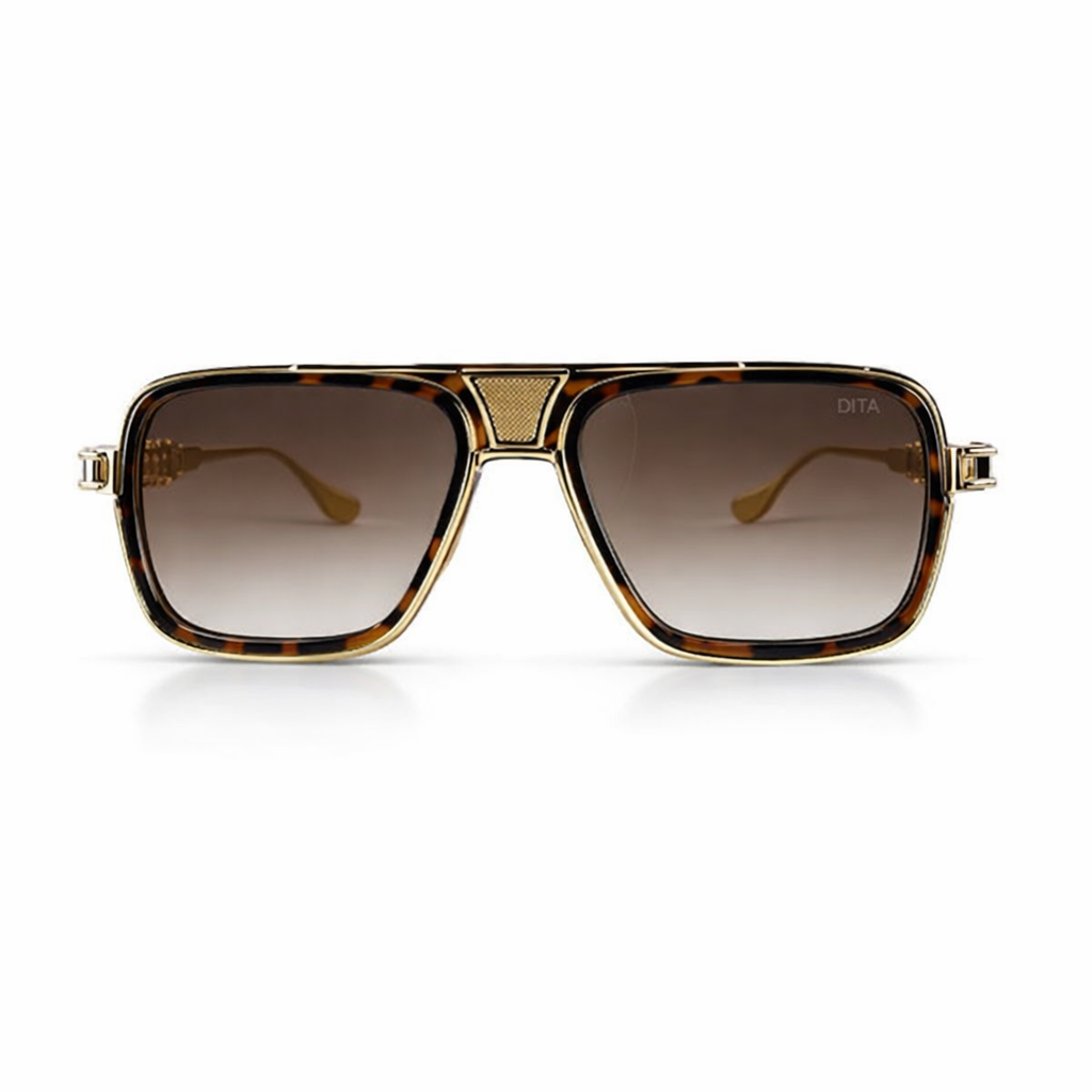 Image of Luxury Inspired Oversized Square Sunglasses for Men – Gold Frame with Brown Gradient Lenses