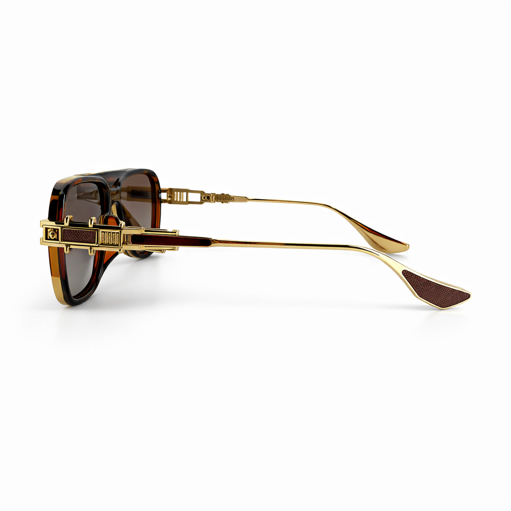 Image of Luxury Inspired Oversized Square Sunglasses for Men – Gold Frame with Brown Gradient Lenses