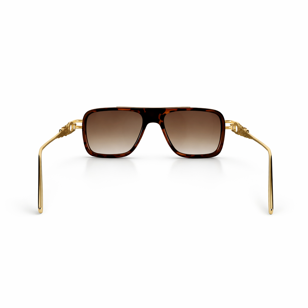 Image of Luxury Inspired Oversized Square Sunglasses for Men – Gold Frame with Brown Gradient Lenses