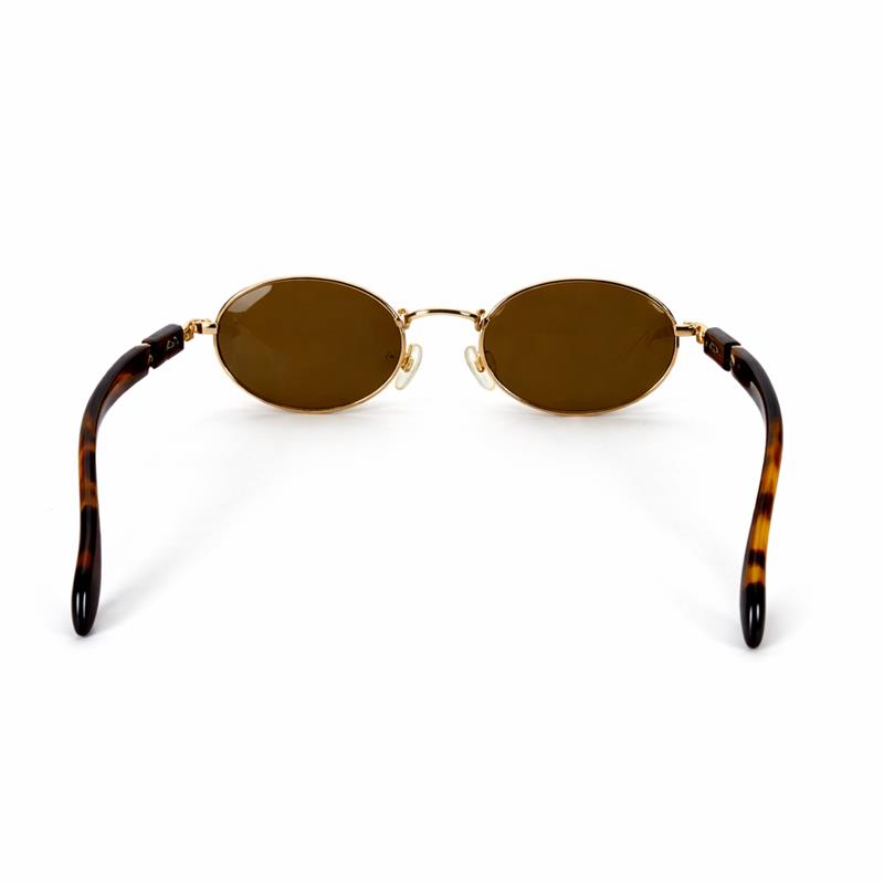 Image of Luxury Round Gold Frame Sunglasses with Brown Lenses – Tortoiseshell Arms