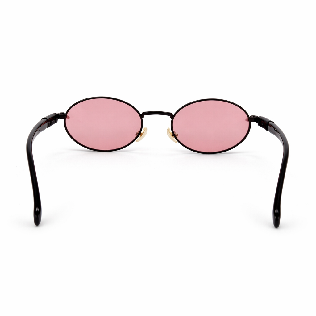 Image of Luxury Black Round Sunglasses with Pink Lenses – Unisex Designer Style Eyewear