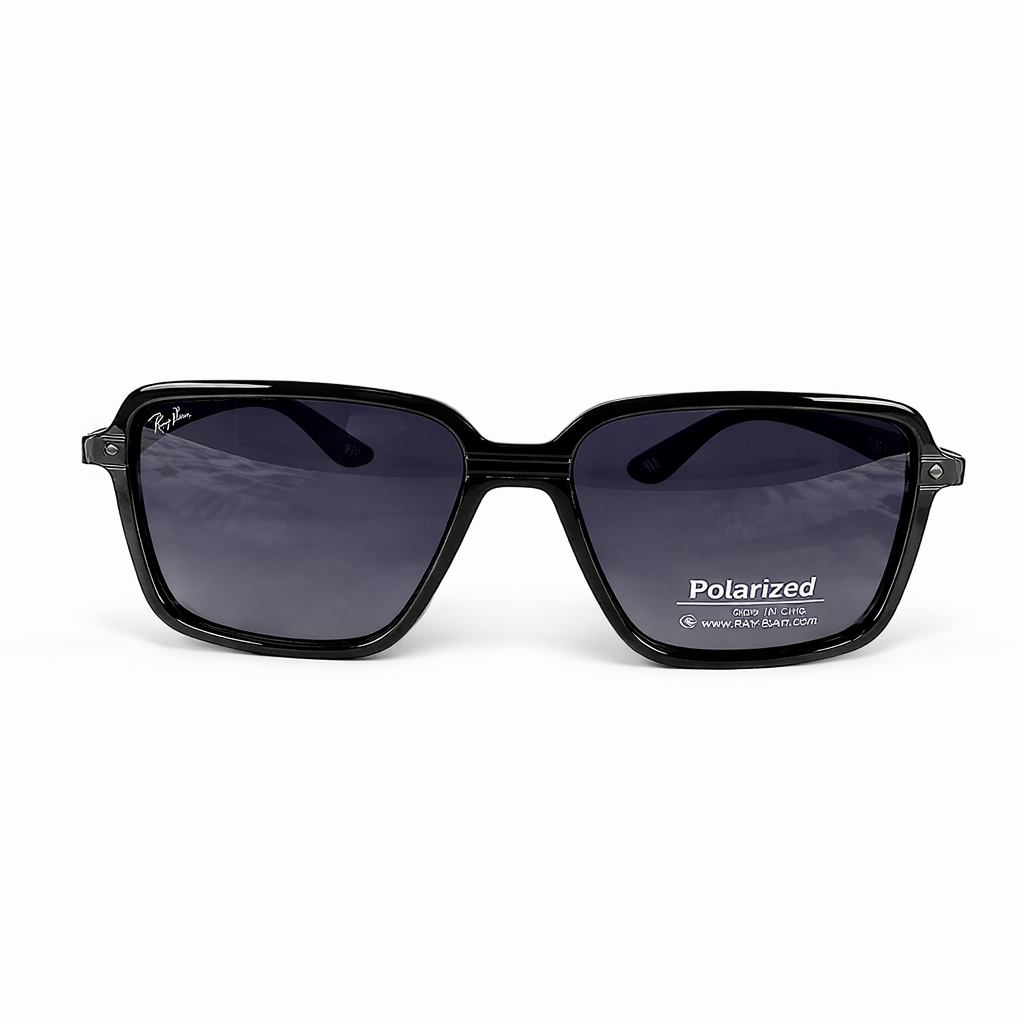 Image of Classic Black Polarized Square Sunglasses – UV400 Protection