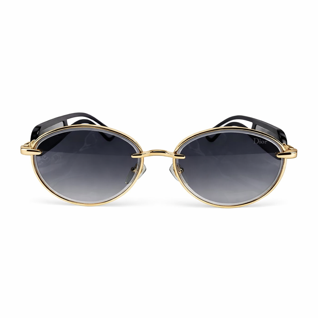 Image of Luxury Oval Gold-Frame Sunglasses with Gradient Lenses – Premium Designer Style