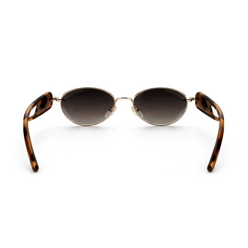 Image of Luxury Oval Sunglasses for Women & Men – Gold Metal Frame with Tortoiseshell Arms
