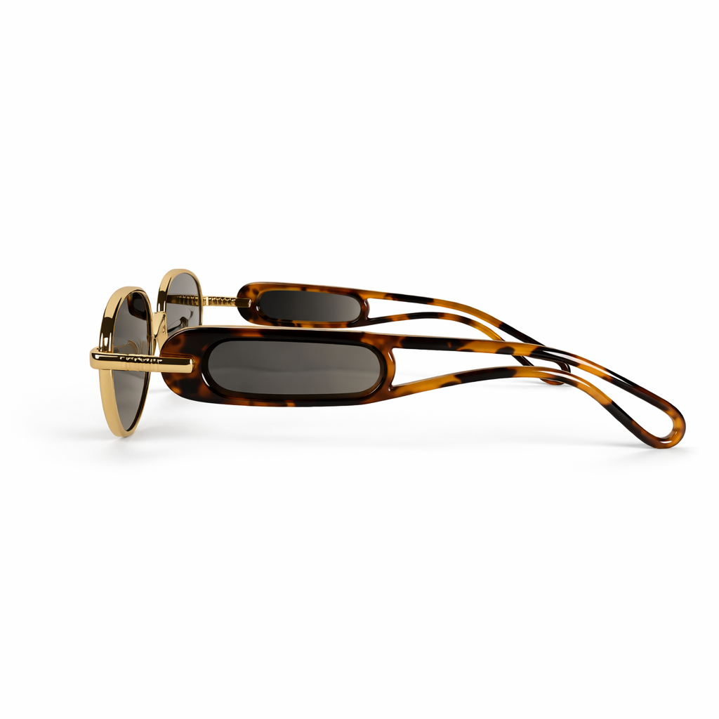 Image of Luxury Oval Sunglasses for Women & Men – Gold Metal Frame with Tortoiseshell Arms
