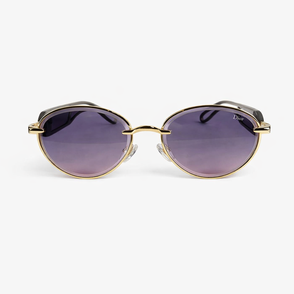 Image of Luxury Oval Metal Sunglasses for Men & Women – Gold Frame with Gradient Lenses