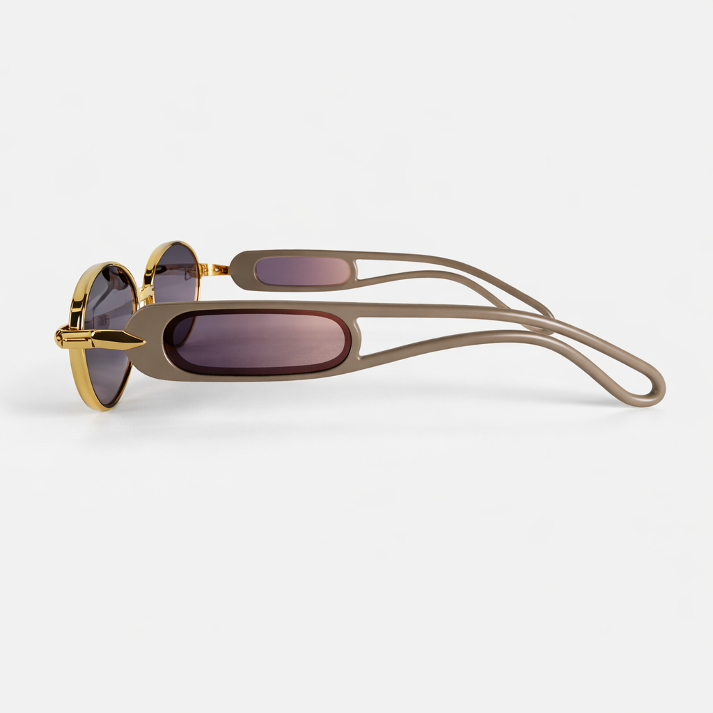 Image of Luxury Oval Metal Sunglasses for Men & Women – Gold Frame with Gradient Lenses