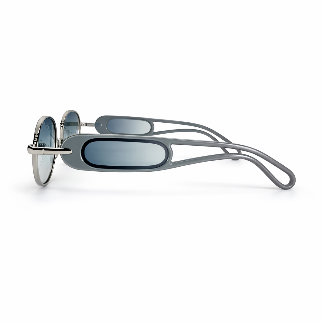 Image of Luxury Oval Metal Sunglasses with Gradient Lenses – Black & Gold Frame