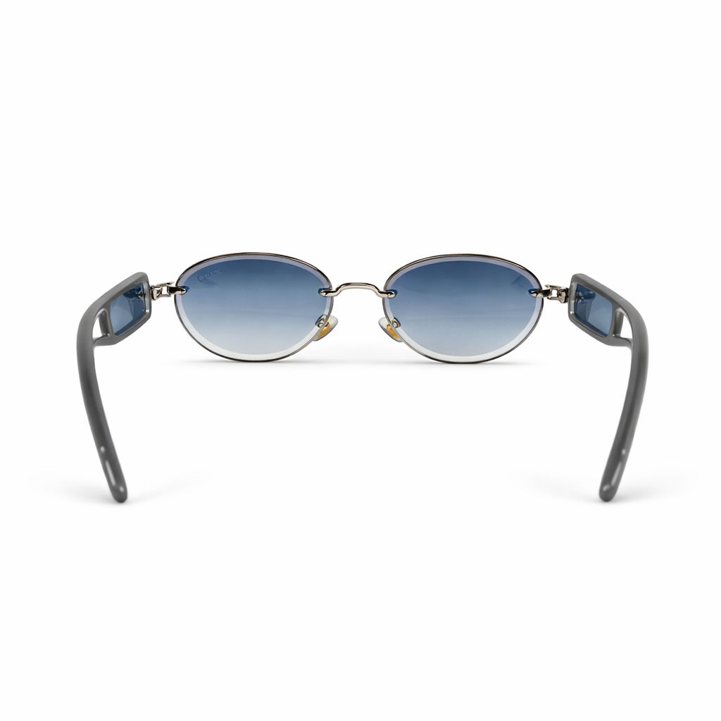 Image of Luxury Oval Metal Sunglasses with Gradient Lenses – Black & Gold Frame