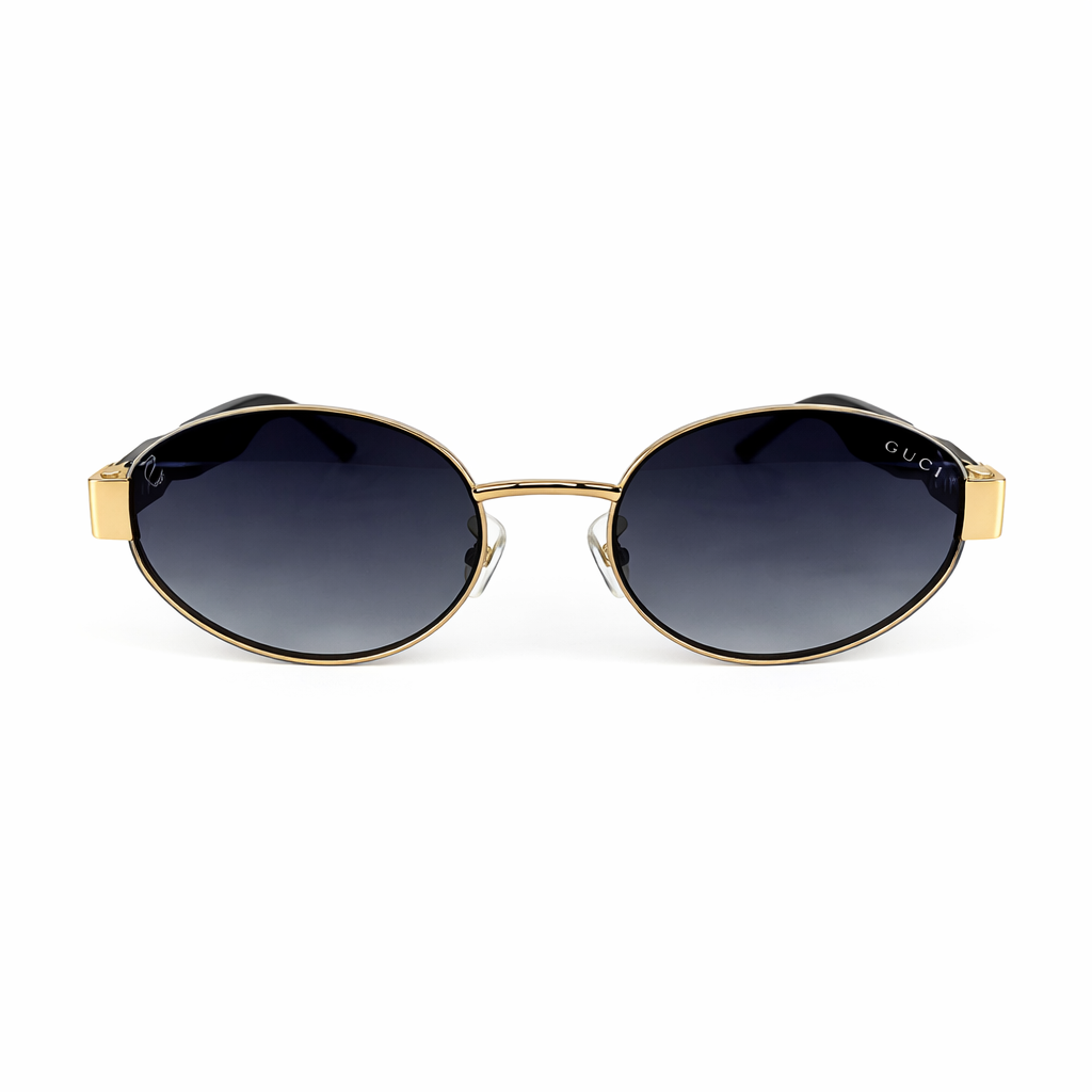 Image of Luxury Oval Gold-Frame Sunglasses with Gradient Lenses – Premium Designer Style
