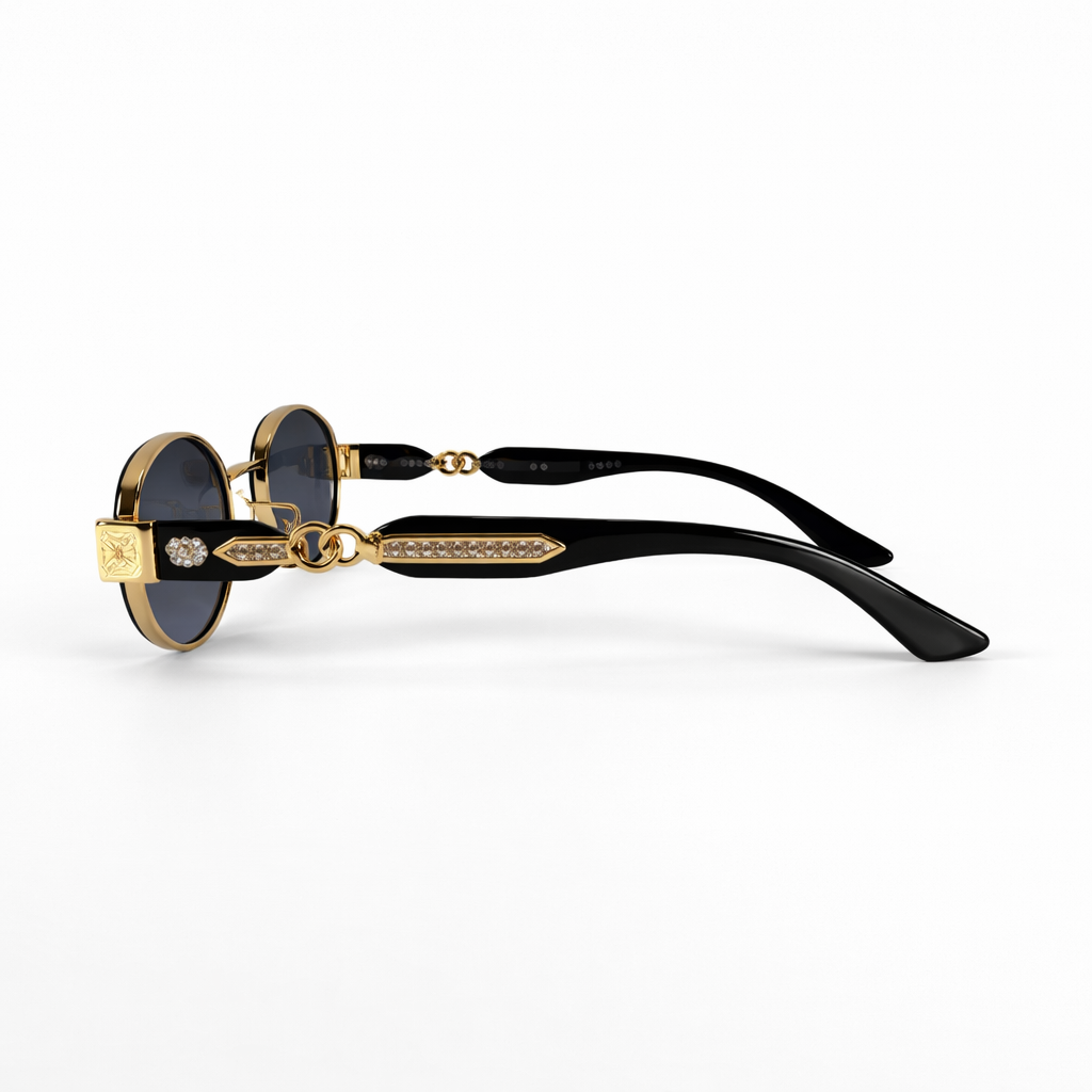Image of Luxury Oval Gold-Frame Sunglasses with Gradient Lenses – Premium Designer Style
