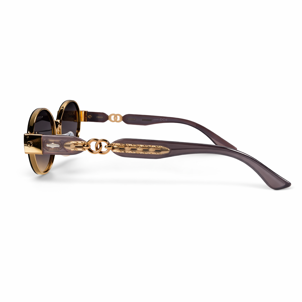 Image of Luxury Oval Gold Sunglasses for Women – Brown Gradient Lenses | Designer Style UV Protection