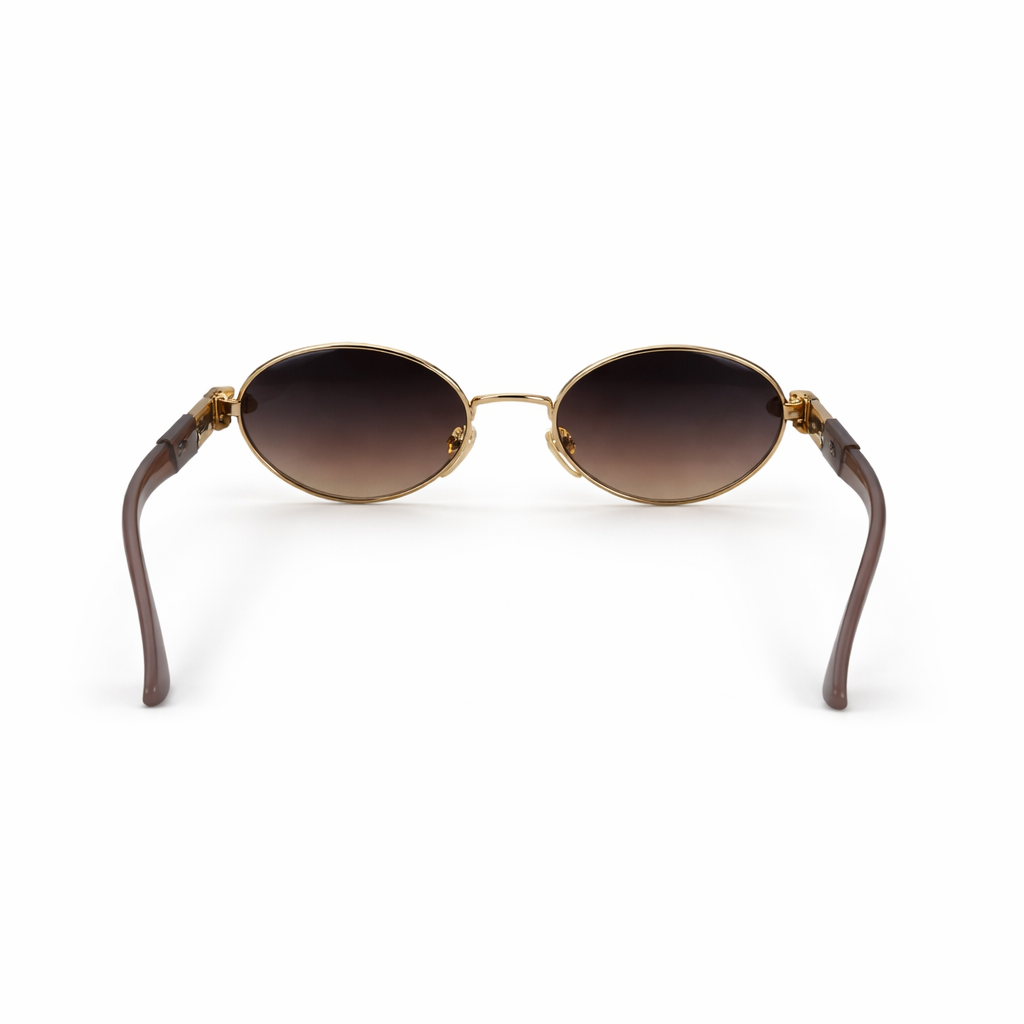 Image of Luxury Oval Gold Sunglasses for Women – Brown Gradient Lenses | Designer Style UV Protection