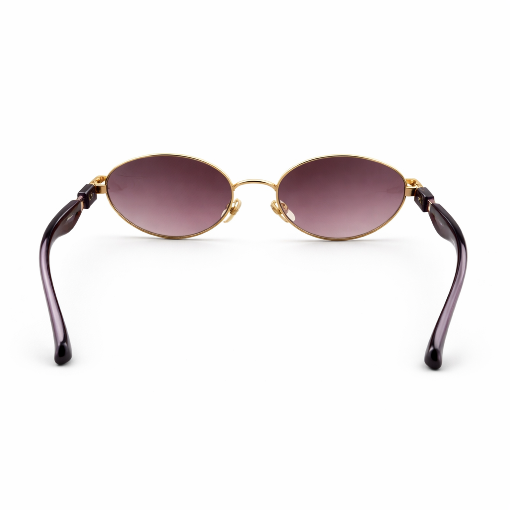 Image of Luxury Oval Gold Sunglasses with Purple Gradient Lenses – Premium Designer Style