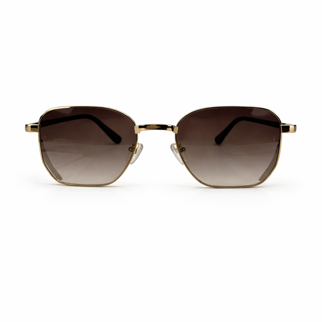 Image of Luxury Gold Square Sunglasses with Gradient Brown Lenses – Premium Metal Frame