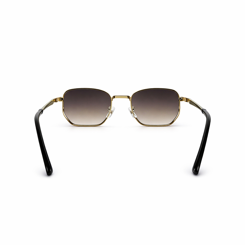 Image of Luxury Gold Square Sunglasses with Gradient Brown Lenses – Premium Metal Frame