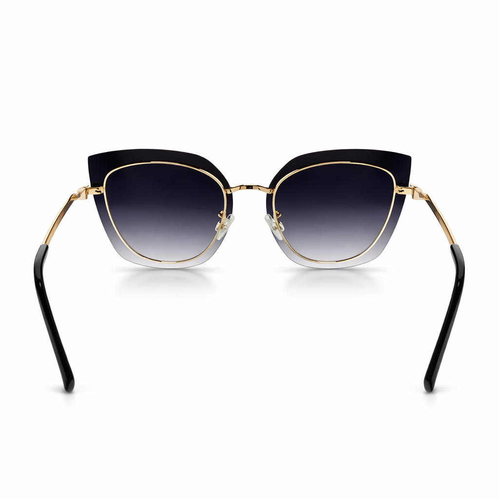 Image of Luxury Oversized Cat-Eye Sunglasses for Women – Black Gradient Lens with Gold Frame