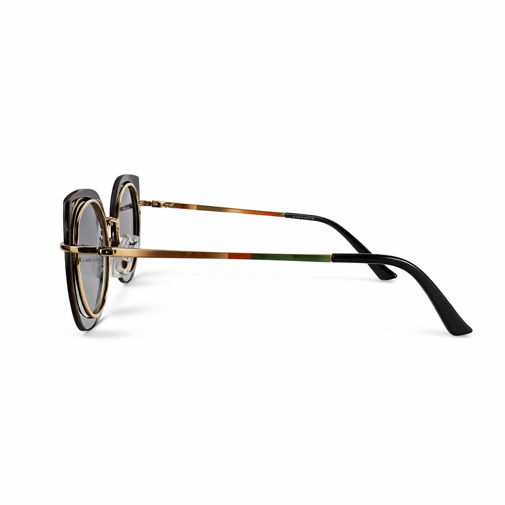 Image of Luxury Oversized Cat-Eye Sunglasses for Women – Black Gradient Lens with Gold Frame