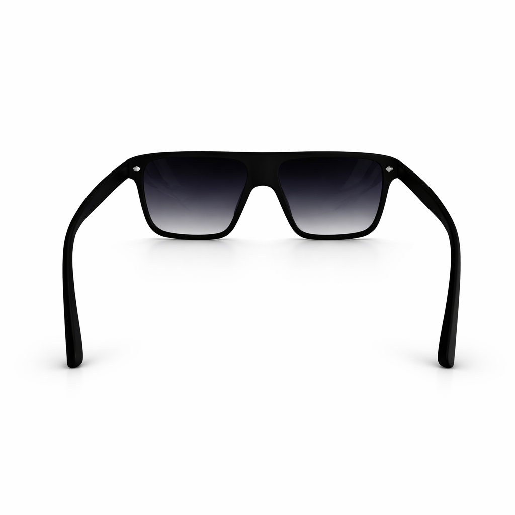 Image of Matte Black Square Sunglasses with Gradient Lenses – Unisex UV400 Shades