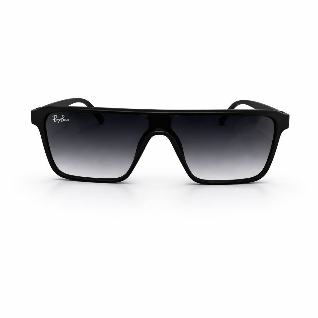 Image of Matte Black Square Sunglasses with Gradient Lenses – Unisex UV400 Shades