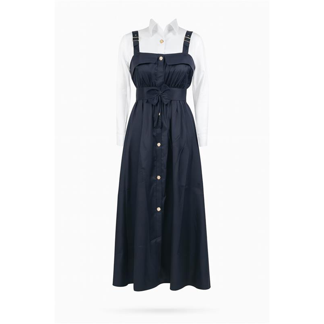 Image of Layered Chic Belted Midi Dress