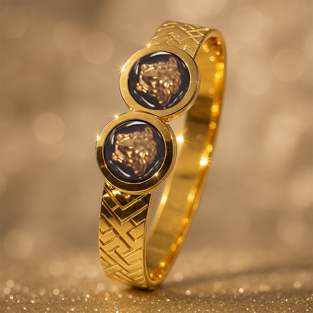 Image of Versace Regalia Twin Medusa Gold Bangle