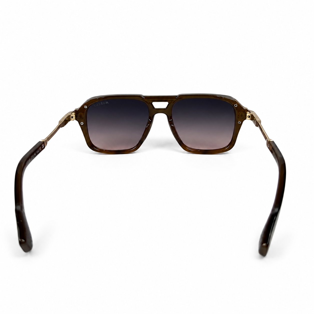 Image of Moscot-Style Black Tortoise Square Navigator Sunglasses | Gradient Lenses & Gold Temple Detail | Men’s Luxury Aviator
