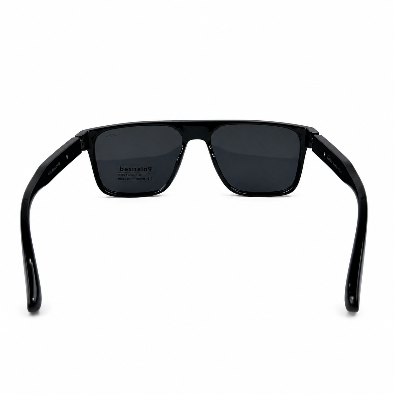 Image of Cartier-style tortoise square aviator sunglasses with polarized green lenses, gold temple detail, and UV400 protection. Bold luxury look, all-day comfort.