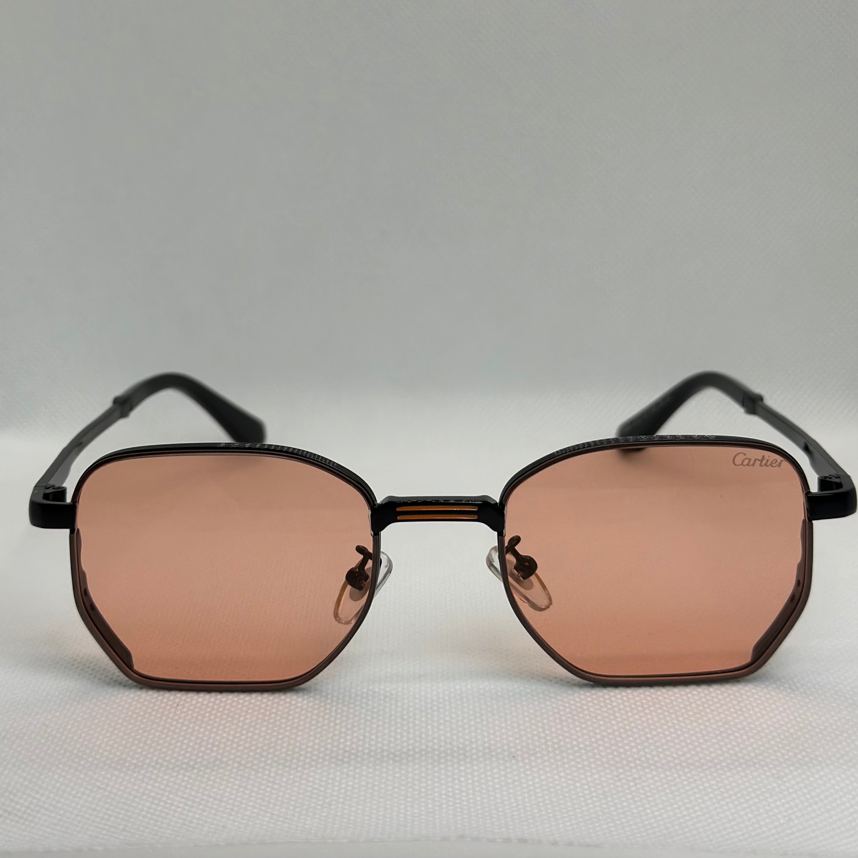 Image of Premium Square Sunglasses with Rose Gradient Lenses – Luxury Metal Frame