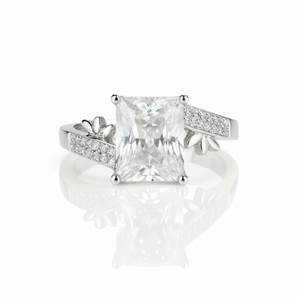 Rectangular Solitaire Silver Rectangular Solitaire Ring for Women | Engagement Ring Pakistan ...