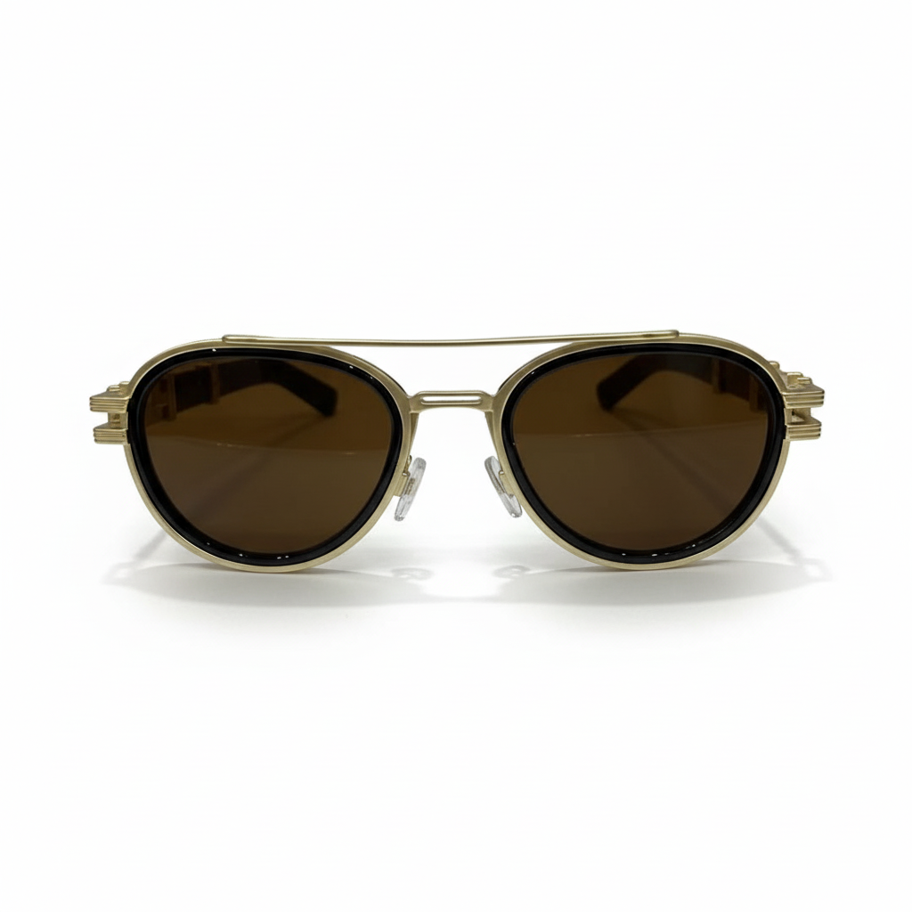 Image of Imperial Gold Round Polarized Sunglasses – Luxury Metal Frame with UV Protection