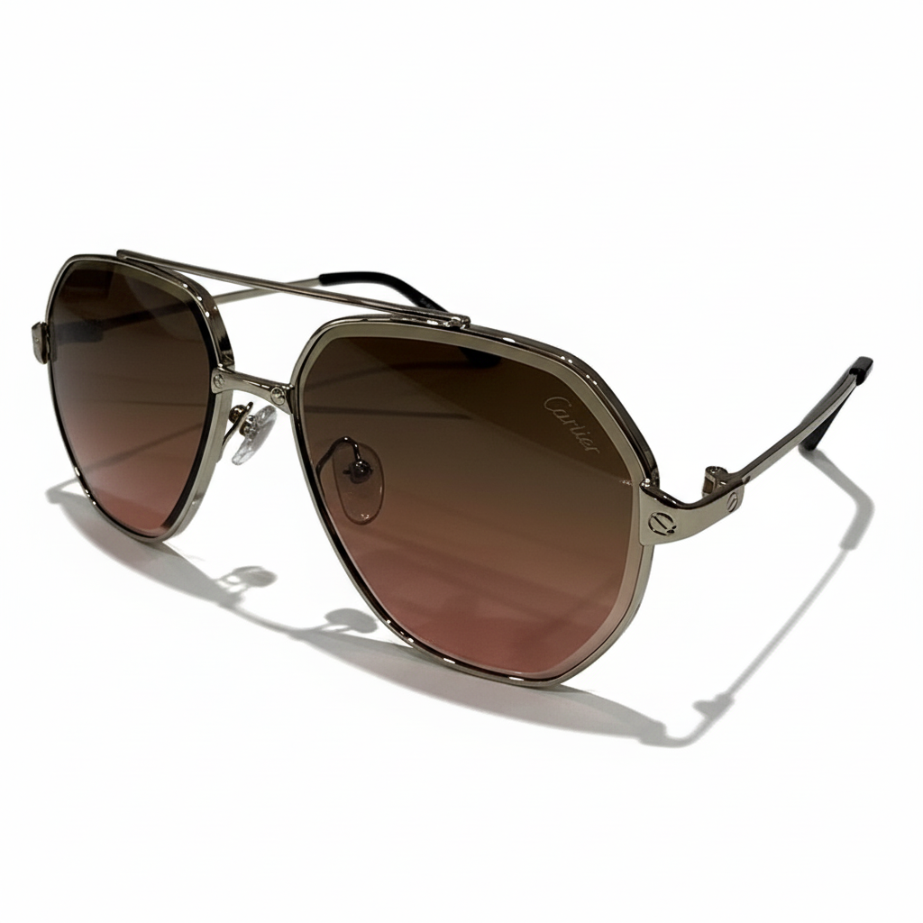 Image of Luxury-Inspired Silver Frame Aviator Sunglasses with Red Gradient Lenses