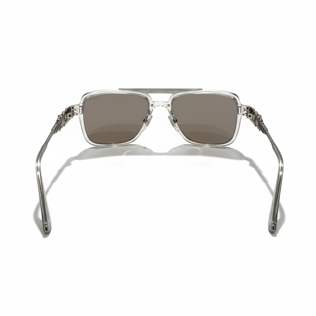 Image of Luxury Inspired Oversized Square Sunglasses for Men – Silver Frame with Smoke Lenses