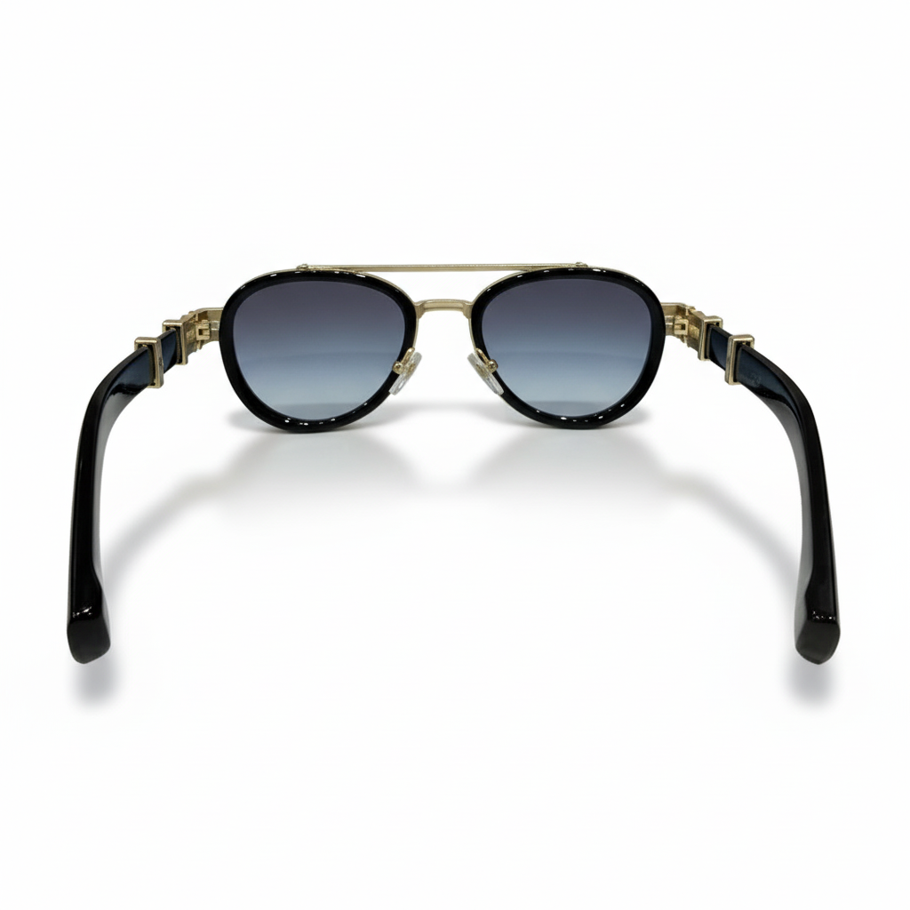 Image of Luxury Gold-Trim Round Sunglasses with Gradient Lenses – Premium Designer Style