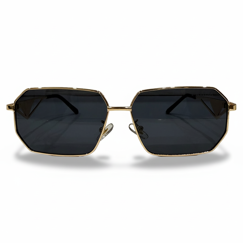 Image of Luxury Gold Geometric Hexagonal Sunglasses - Premium Metal Frame Designer Eyewear