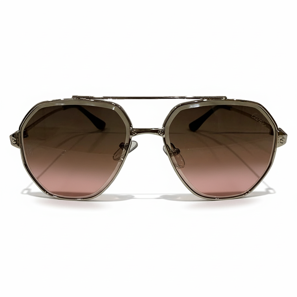 Image of Luxury-Inspired Silver Frame Aviator Sunglasses with Red Gradient Lenses