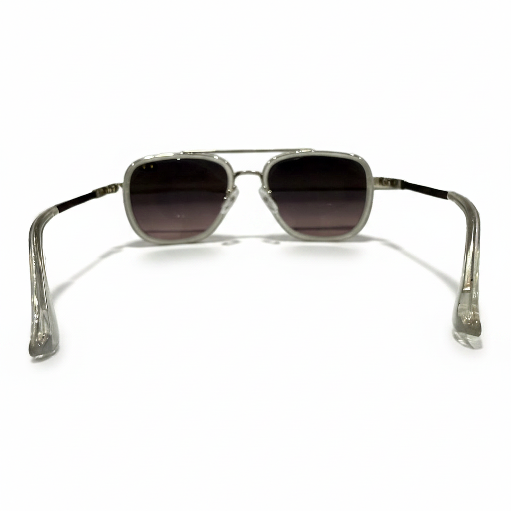 Image of Luxury Silver Frame Dark Gradient Square Sunglasses