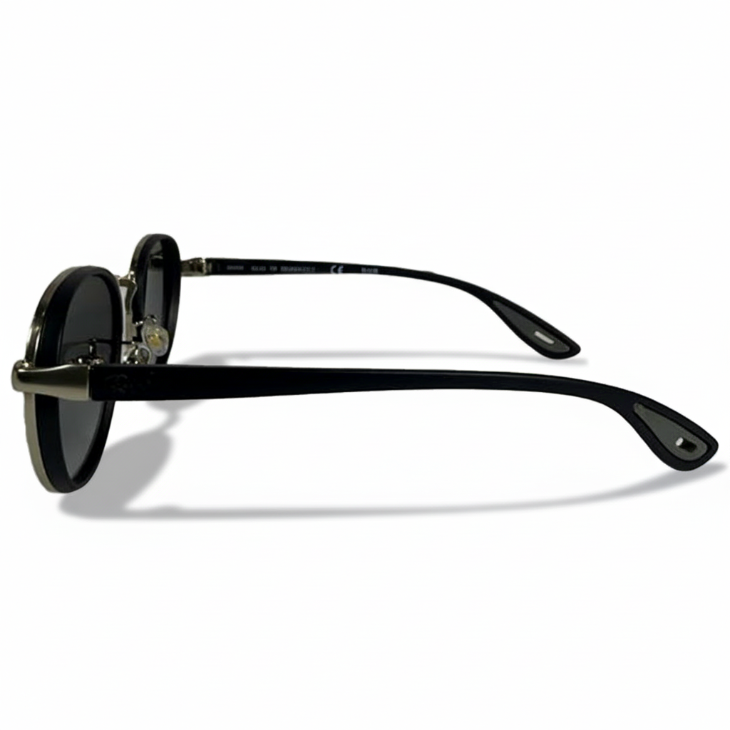 Image of Ray-Ban Style Round Metal Sunglasses | Silver & Black Frame with Gray Gradient Lenses (Unisex)